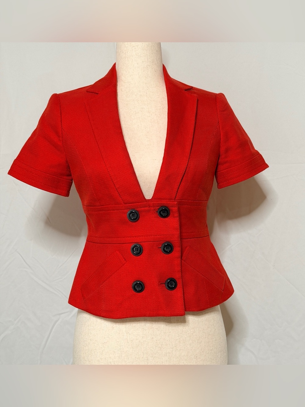 Vintage The Limited Short-Sleeve Double-Breasted Red Blazer, career, office,